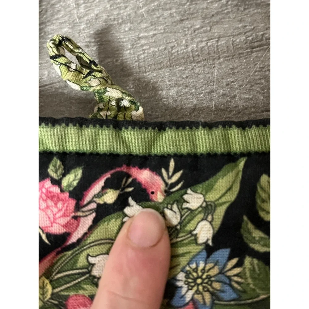 VTG Vera Bradley Quilted Tote Bag Floral Pink Bows Lily of the Valley Black - Picture 4 of 9